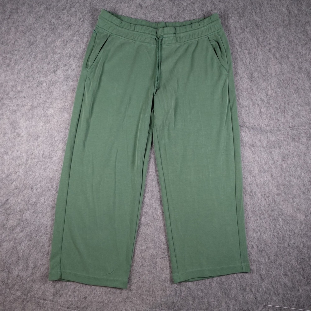 Athleta Pant Women Large Green Seasoft Mid Rise Straight Leg Crop Pull On